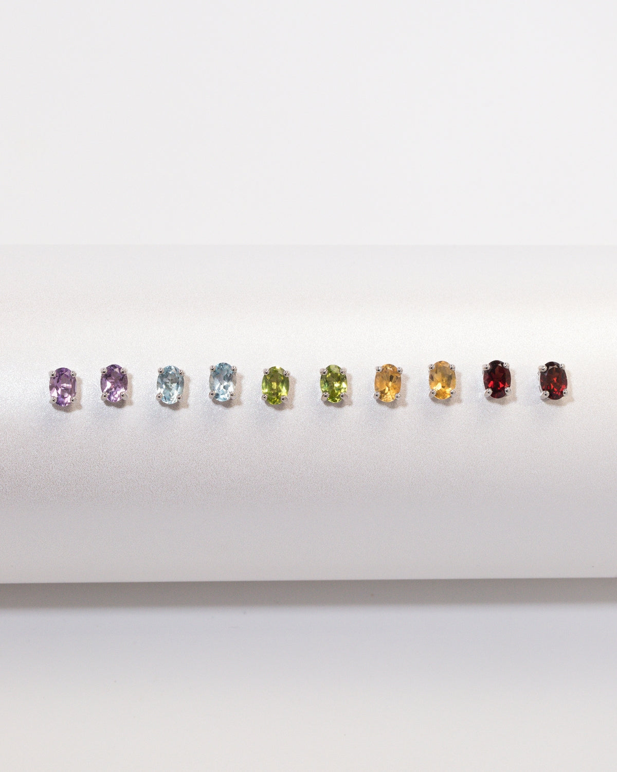 Garnet Oval Stud Earrings in Sterling Silver by Vianne Jewellery