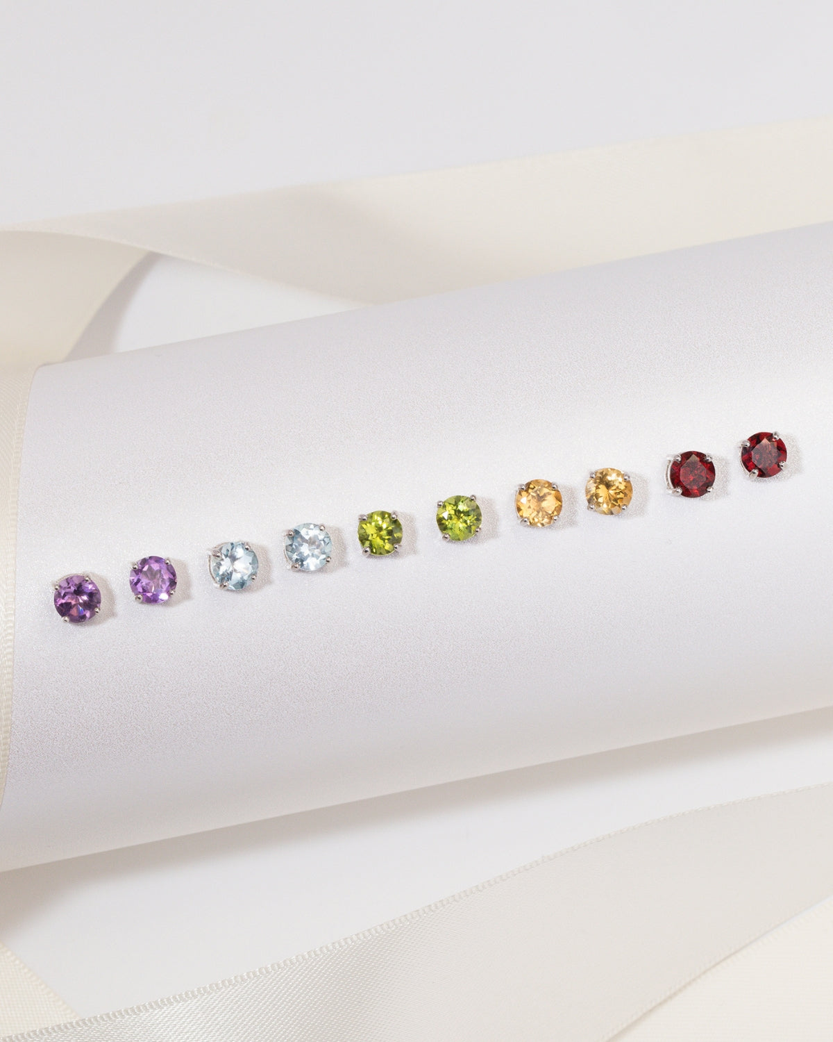 Peridot Round Stud Earrings 6 mm in Sterling Silver by Vianne Jewellery