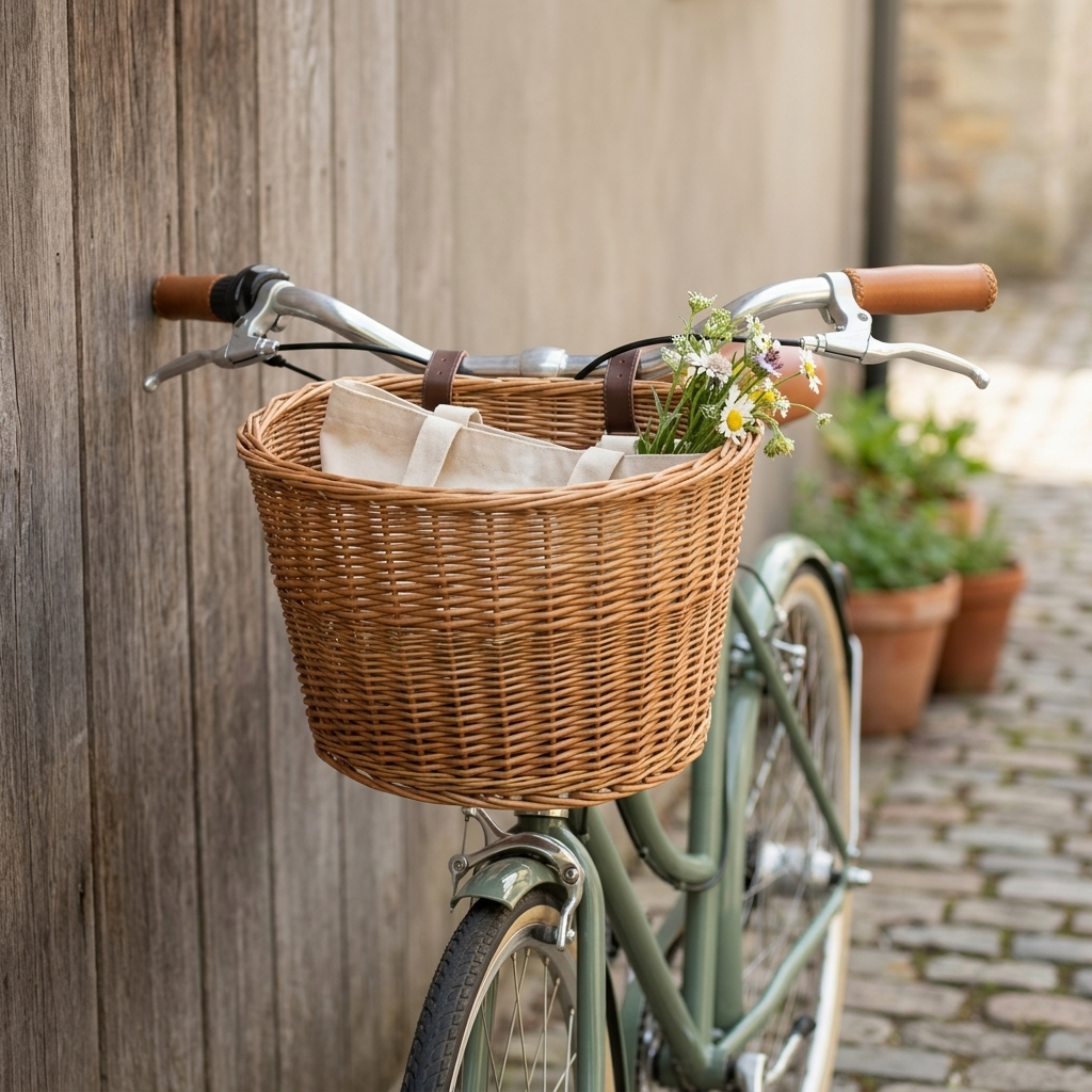 Handwoven Willow Bicycle Basket