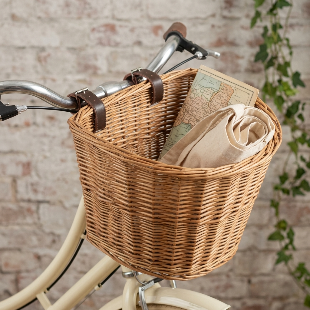 Handwoven Willow Bicycle Basket