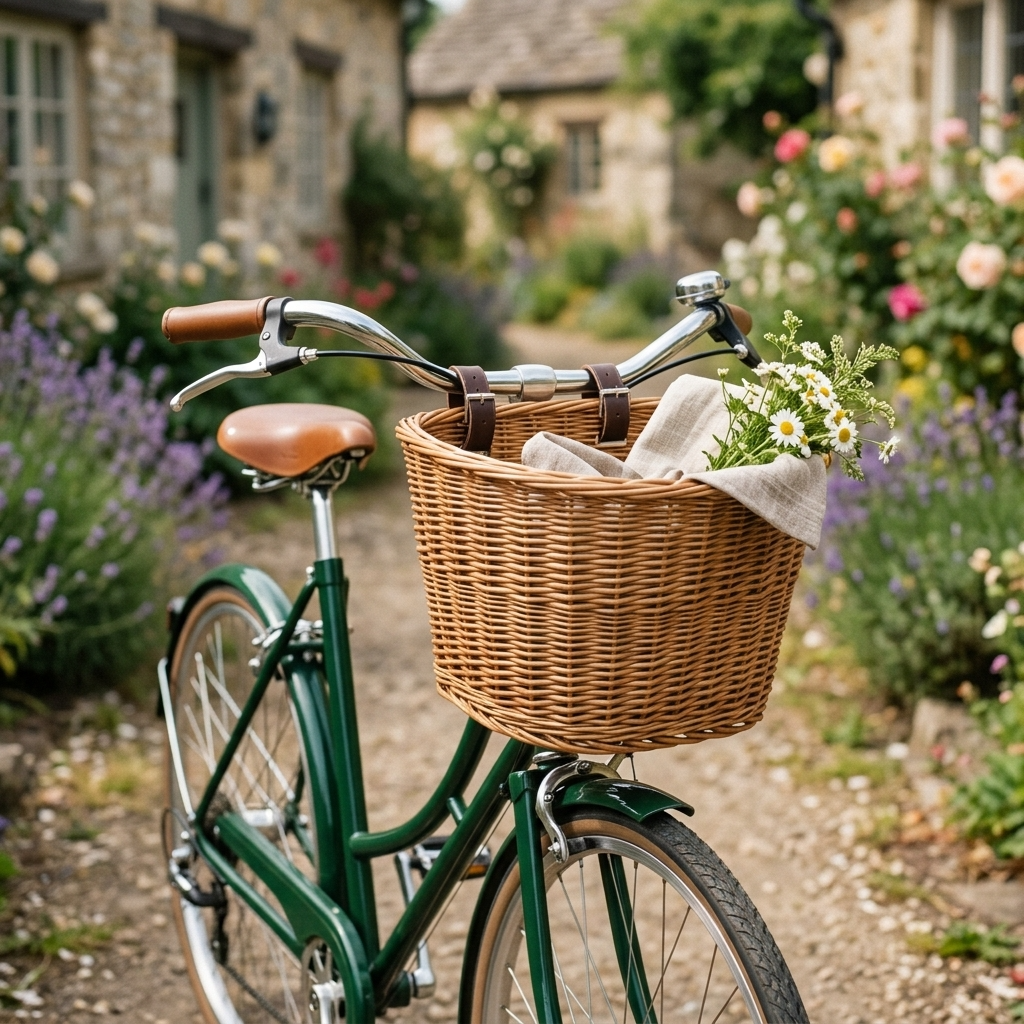 Handwoven Willow Bicycle Basket