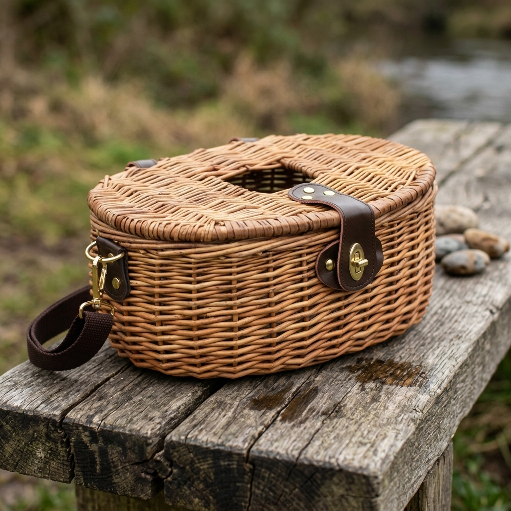 Traditional Willow Fishing Creel Basket