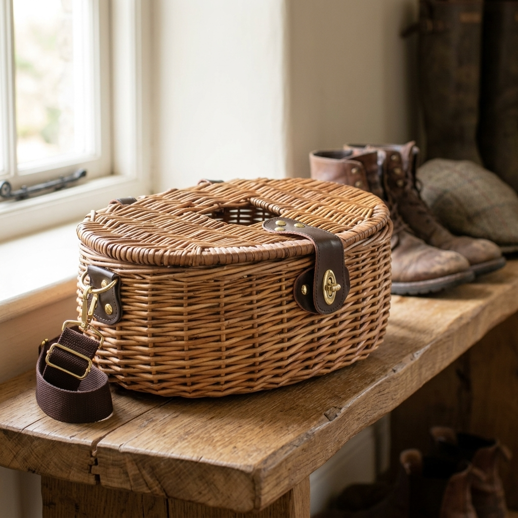 Traditional Willow Fishing Creel Basket