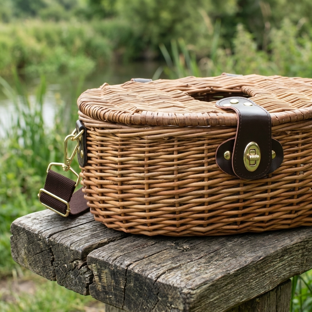 Traditional Willow Fishing Creel Basket