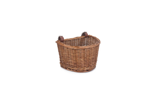 Child’s Willow Bicycle Basket with Tan Straps