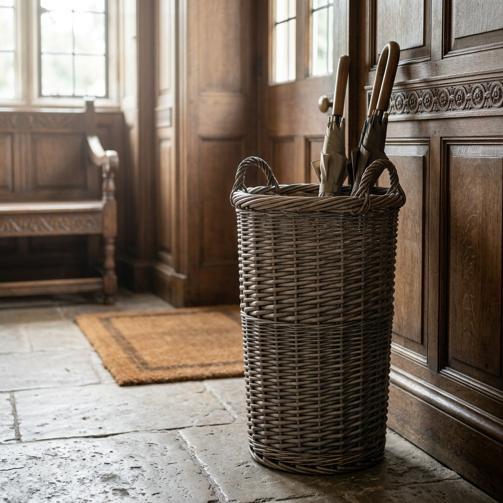 Large Antique Wash Willow Umbrella Stand