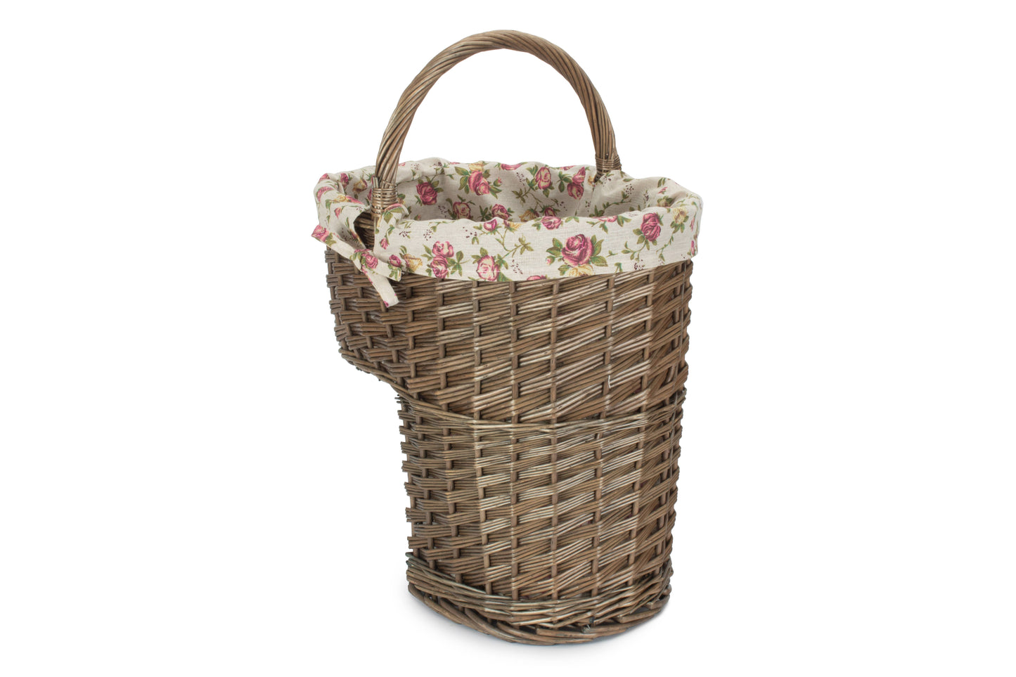 Antique Wash Stair Basket with Garden Rose Lining