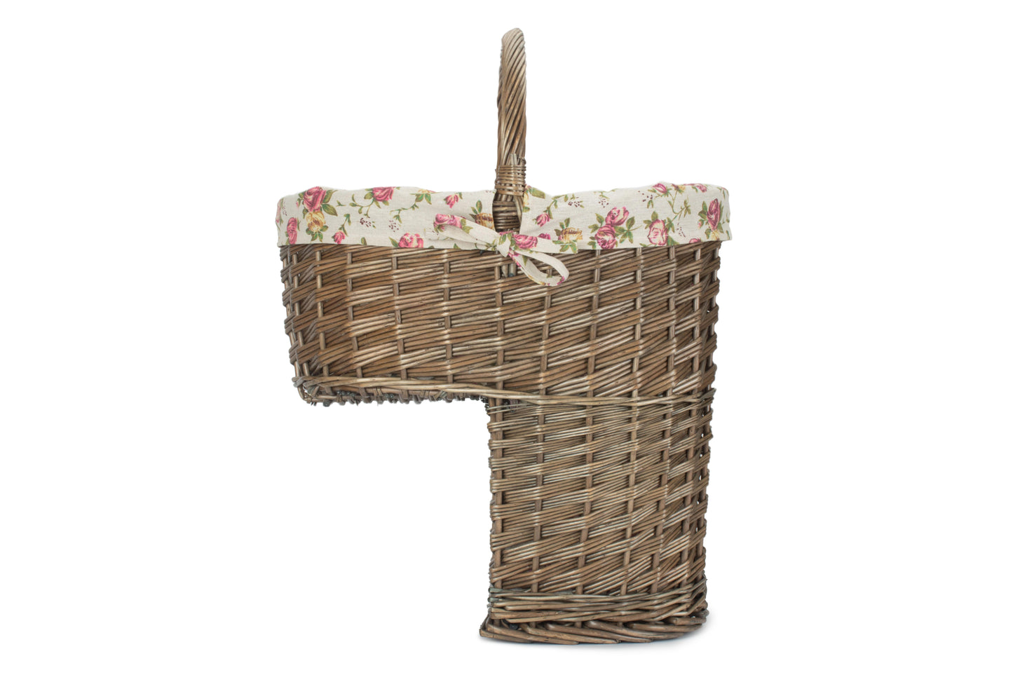 Antique Wash Stair Basket with Garden Rose Lining