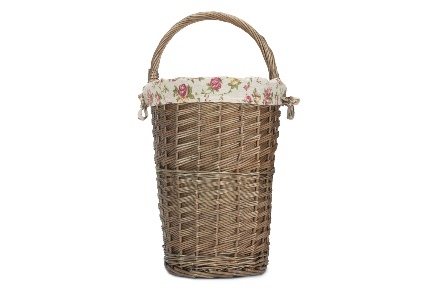 Antique Wash Stair Basket with Garden Rose Lining