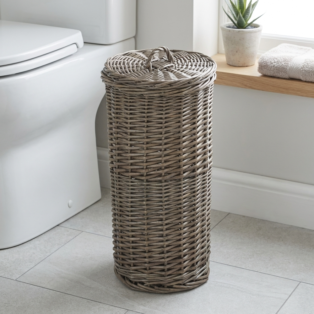Round Willow Toilet Roll Holder – 3 Roll Storage