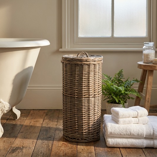 Round Willow Toilet Roll Holder – 3 Roll Storage