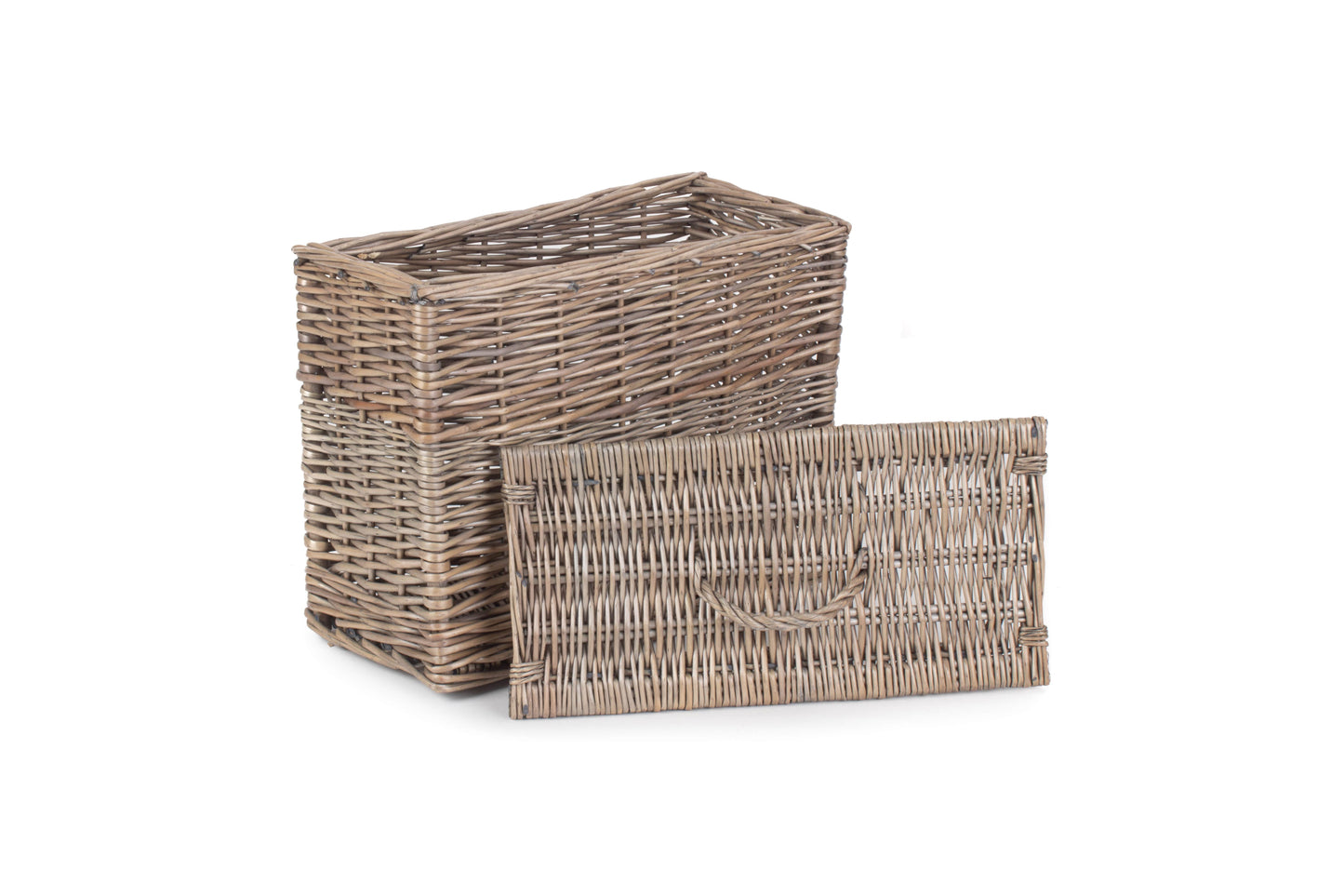 Rectangular Willow Toilet Roll Storage Basket with Lid