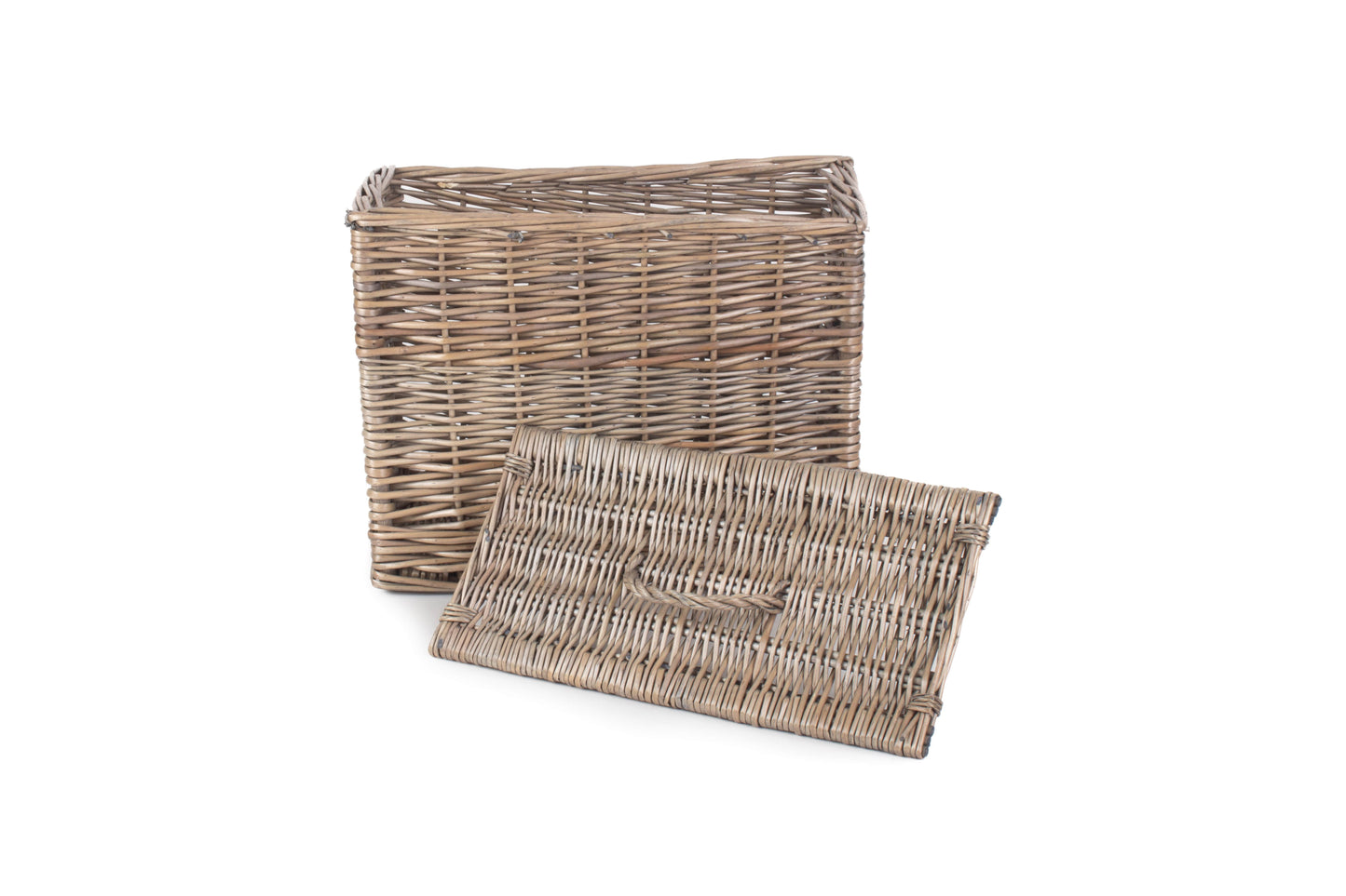 Rectangular Willow Toilet Roll Storage Basket with Lid