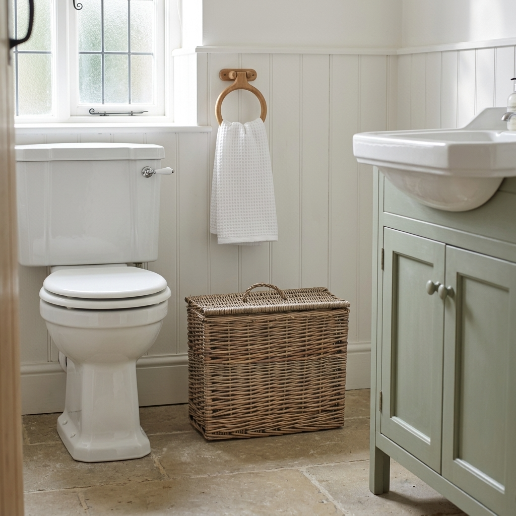 Rectangular Willow Toilet Roll Storage Basket with Lid