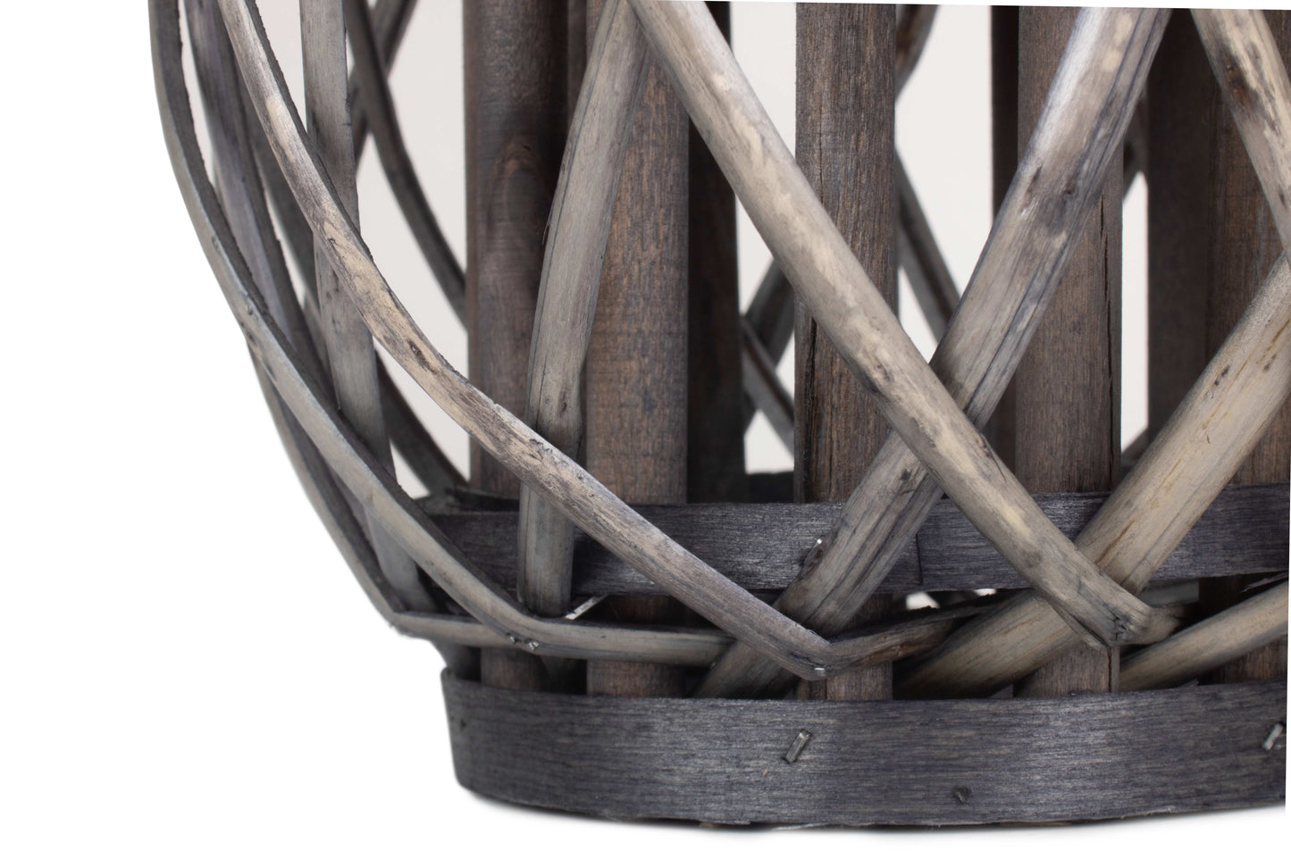 Small Grey Wash Willow Candle Lantern