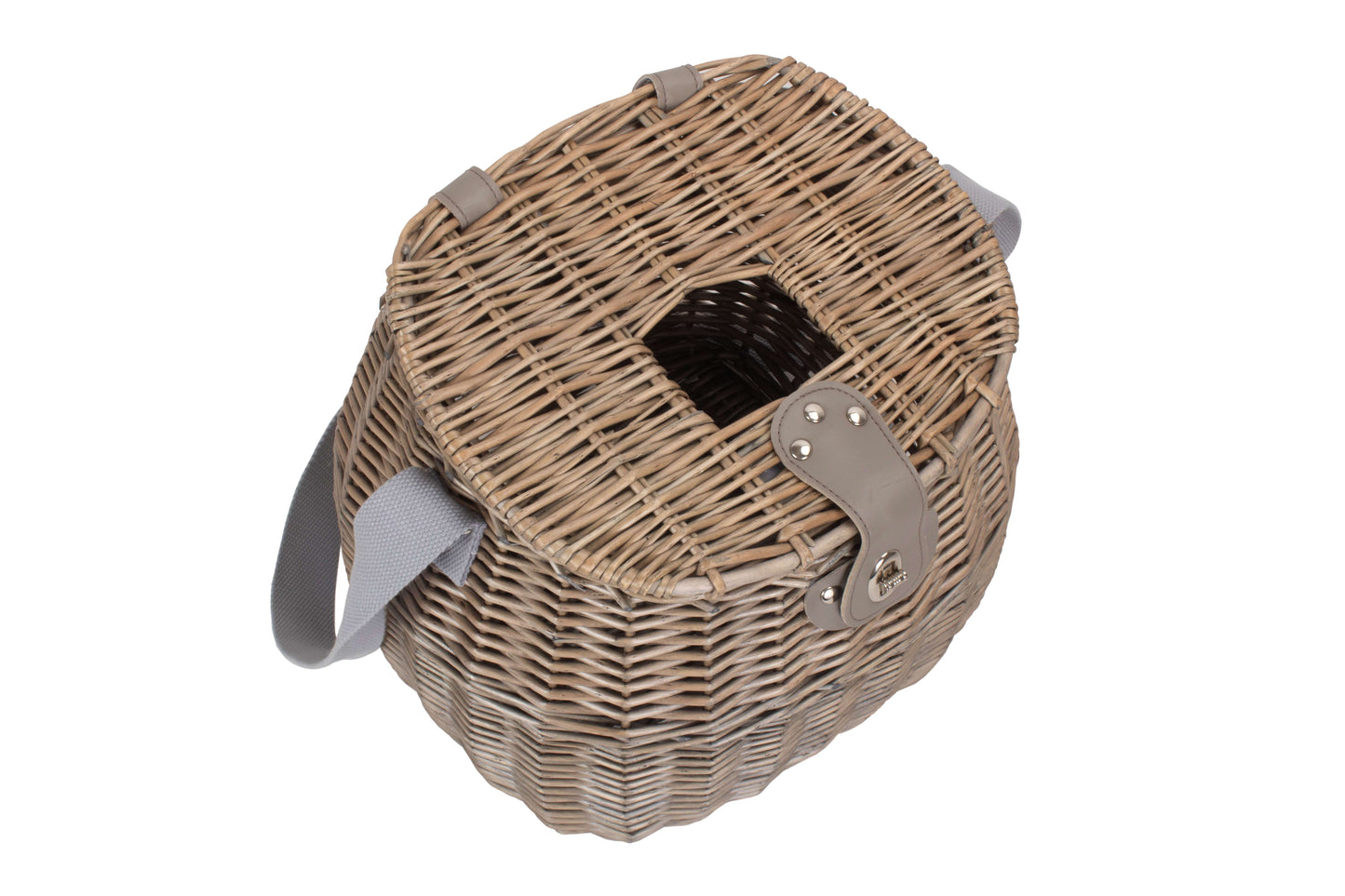 Antique Wash Willow Fishing Creel Basket with Shoulder Strap
