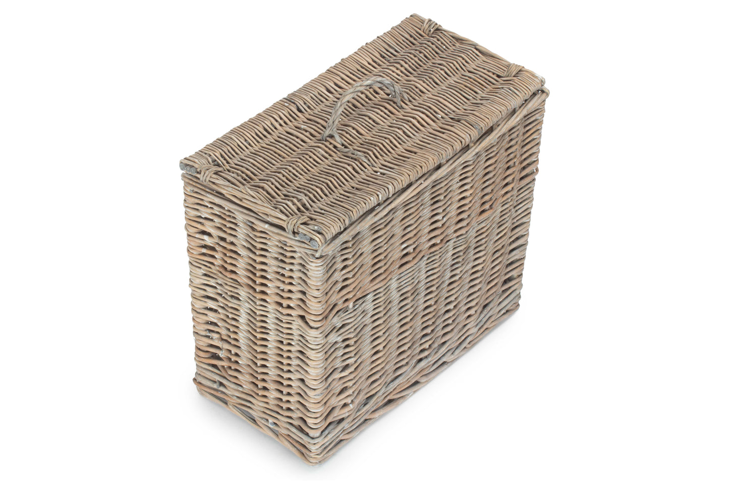 Grey Wash Rectangular Toilet Tidy Lidded Basket