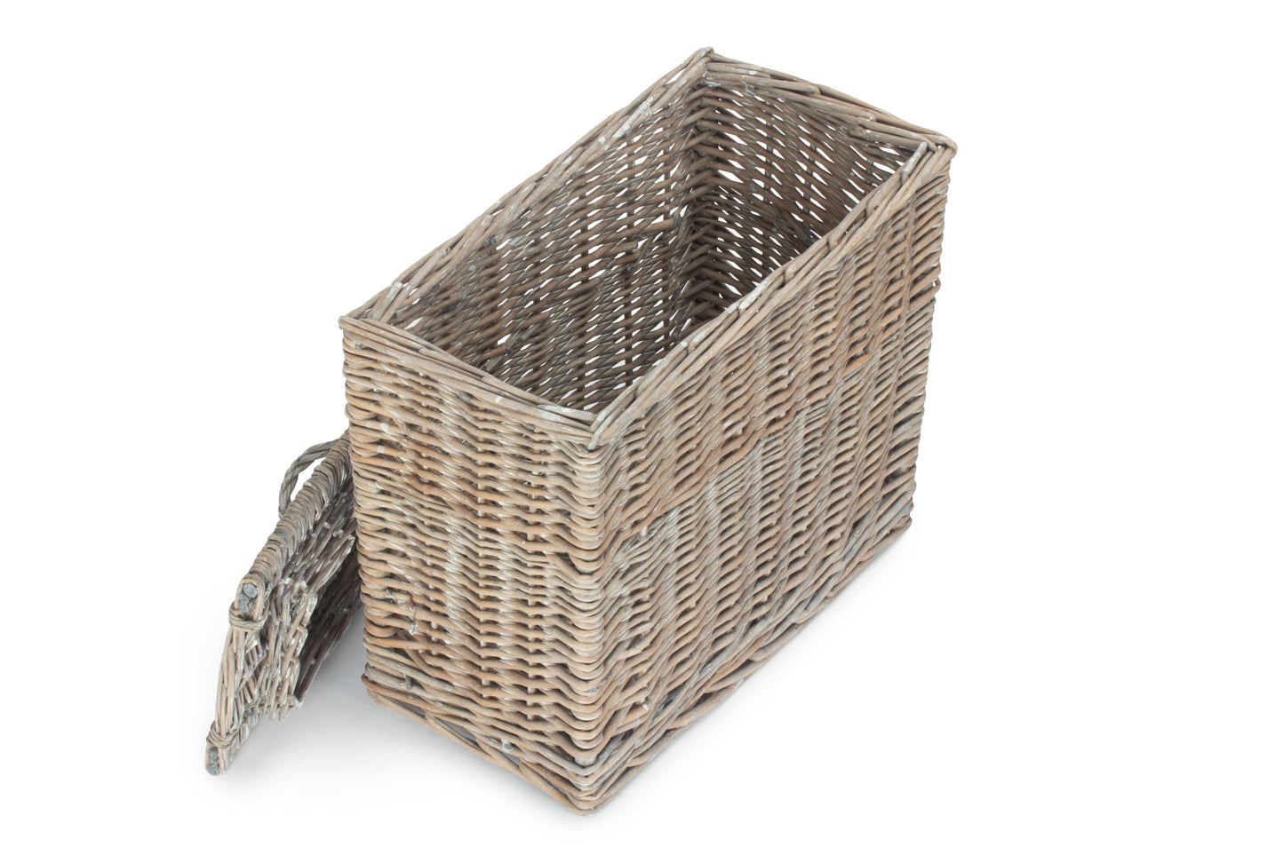 Grey Wash Rectangular Toilet Tidy Lidded Basket