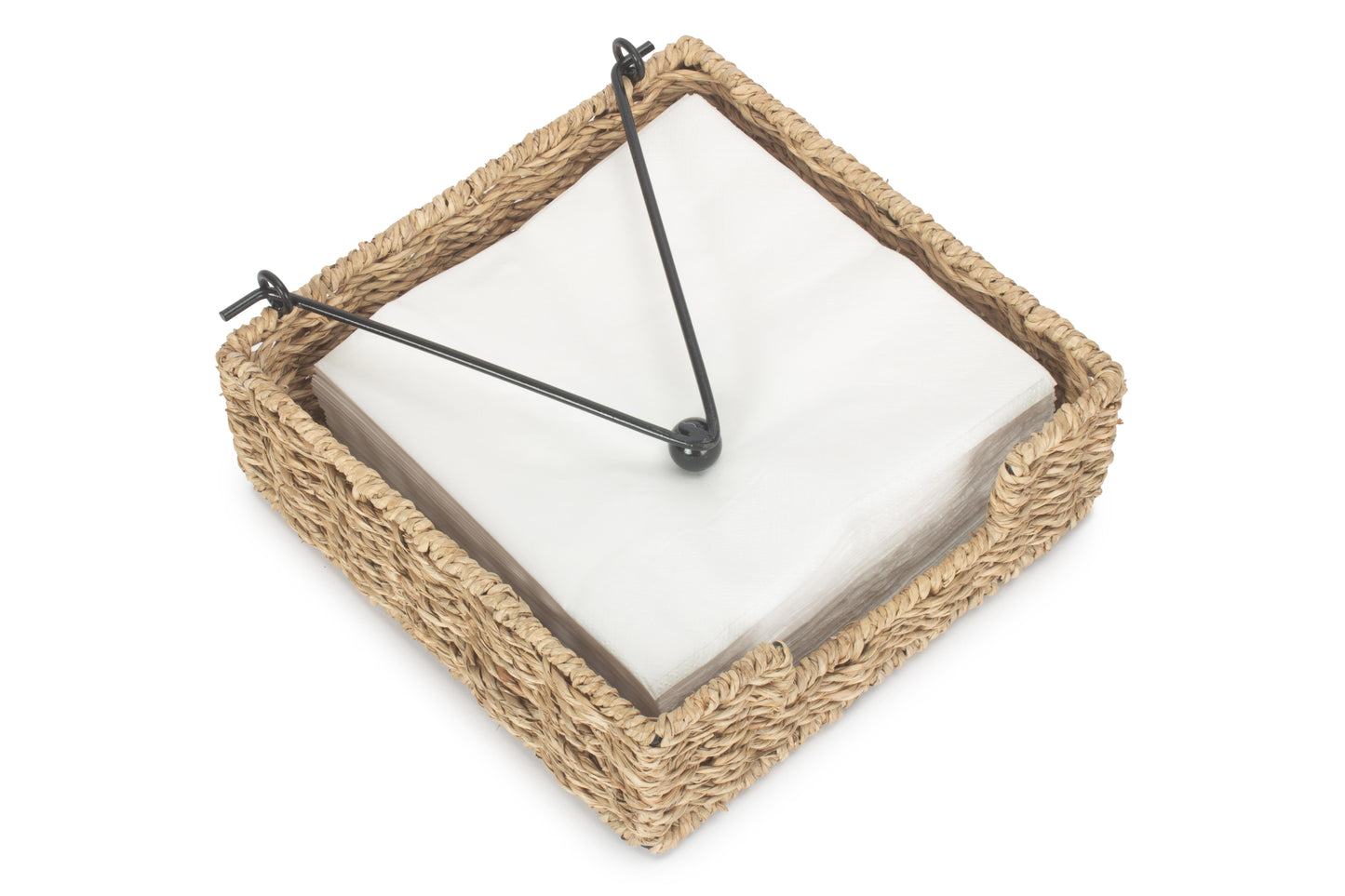Seagrass Napkin Holder with Weighted Metal Frame for Picnics & Dining