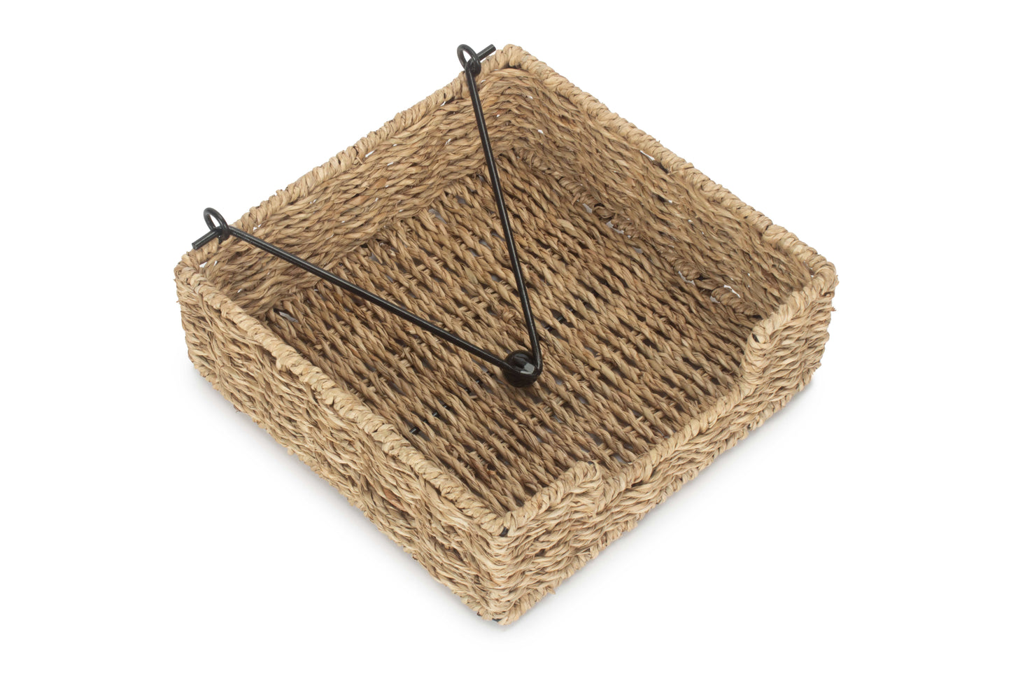 Seagrass Napkin Holder with Weighted Metal Frame for Picnics & Dining