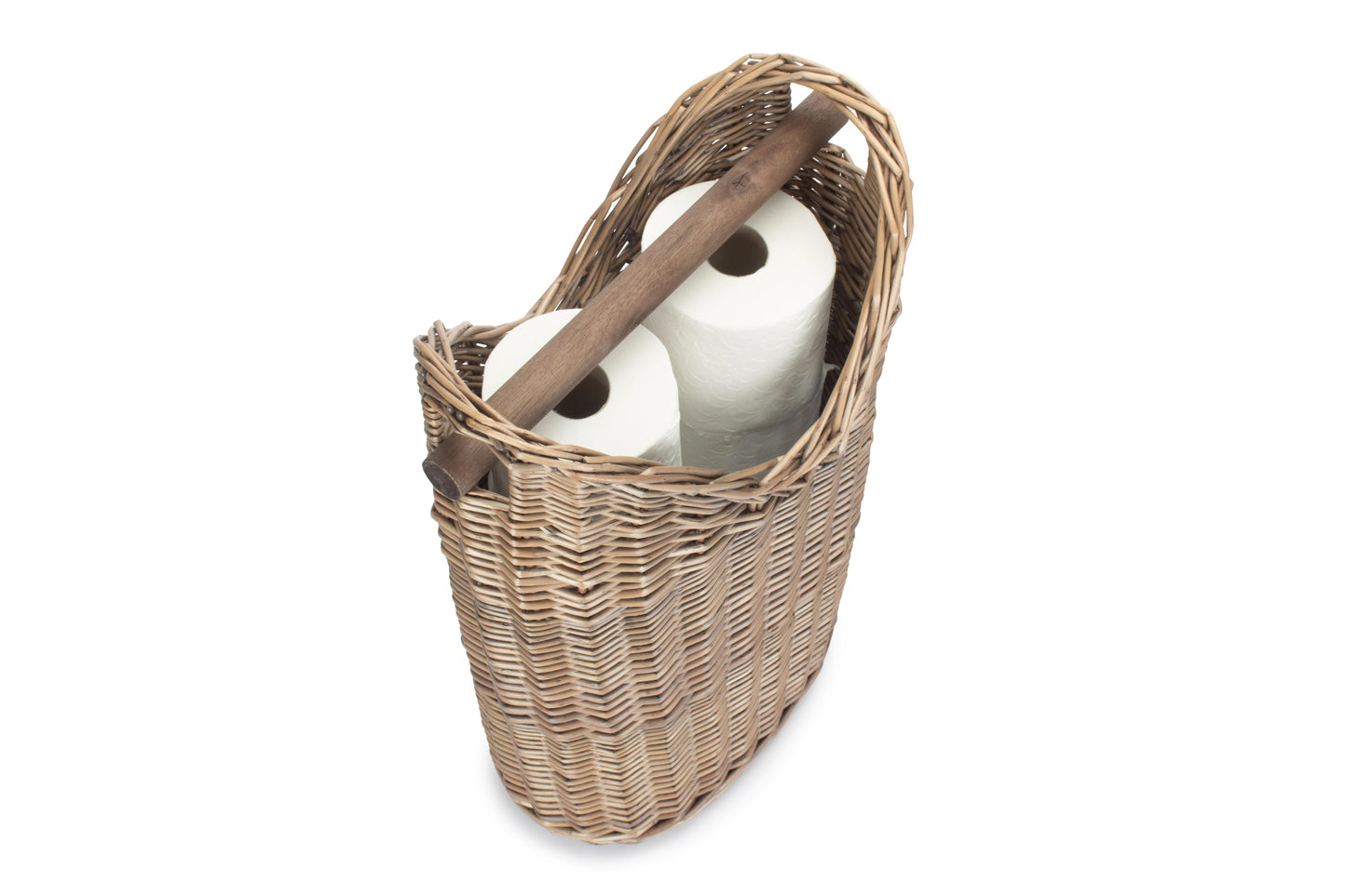 Willow Toilet Roll Holder with Wooden Handle