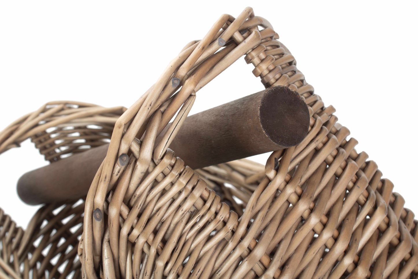 Willow Toilet Roll Holder with Wooden Handle