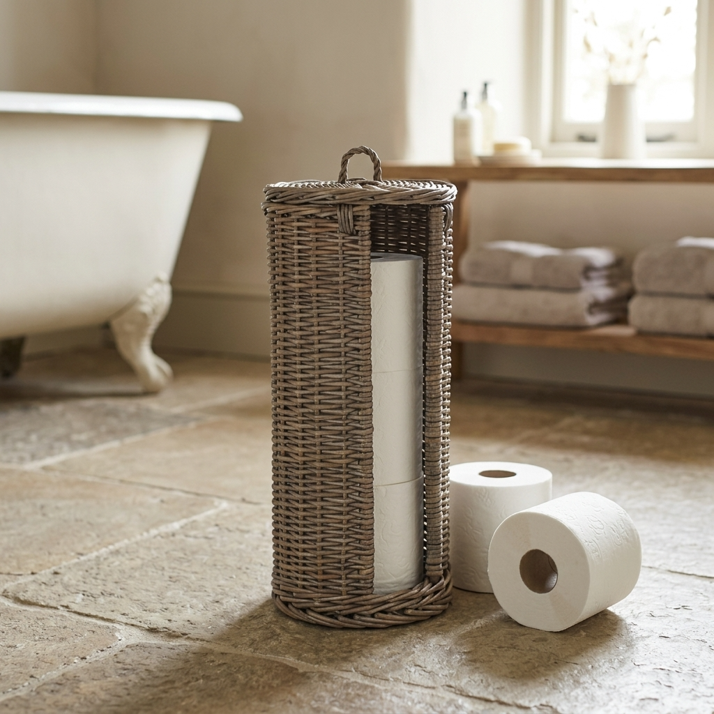 Open Round 3 Toilet Roll Holder – Antique Wash Willow