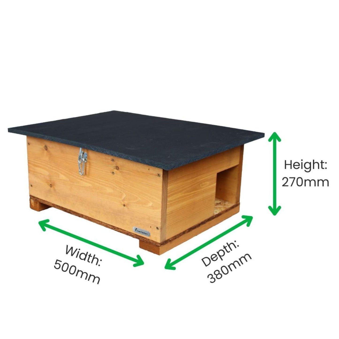 Green Feathers Handmade Wooden Hedgehog House