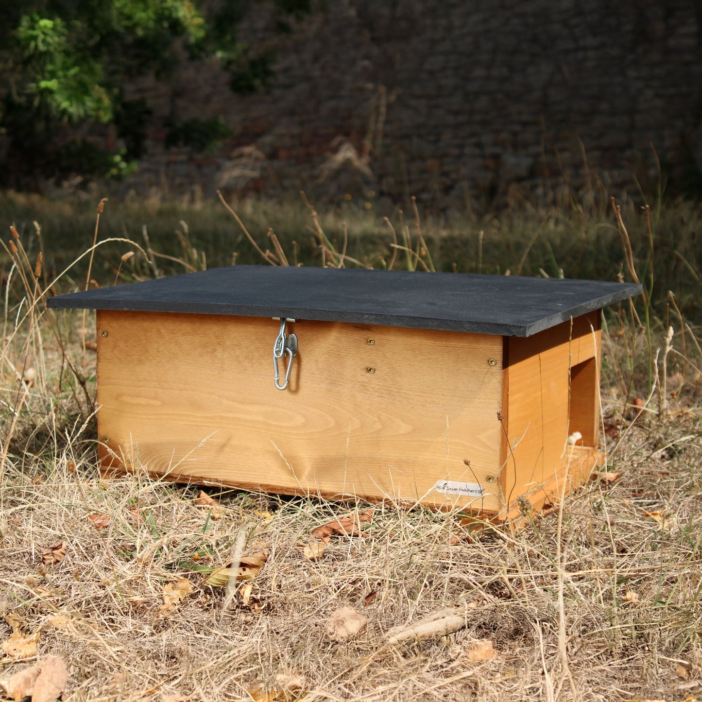 Green Feathers Handmade Wooden Hedgehog House