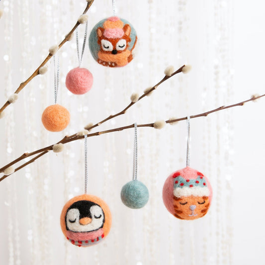 Animal Christmas Baubles Needle Felting Decoration Kit