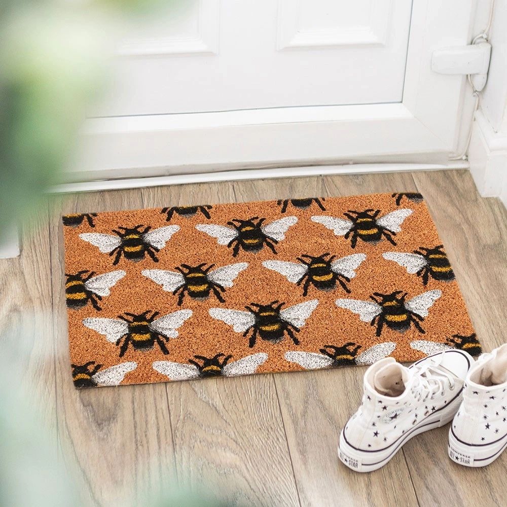 NATURAL BEE PRINT DOORMAT