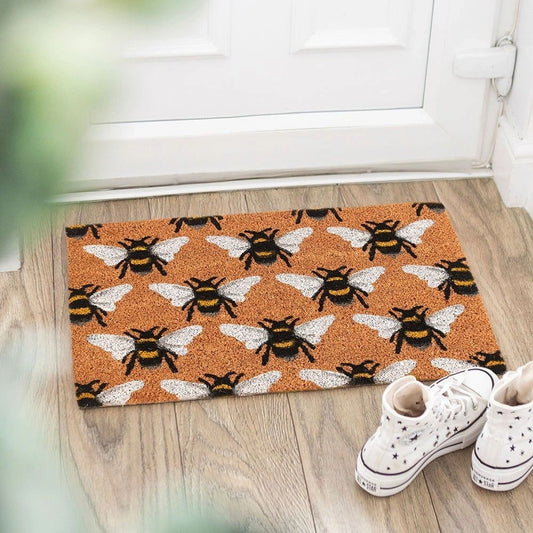 NATURAL BEE PRINT DOORMAT