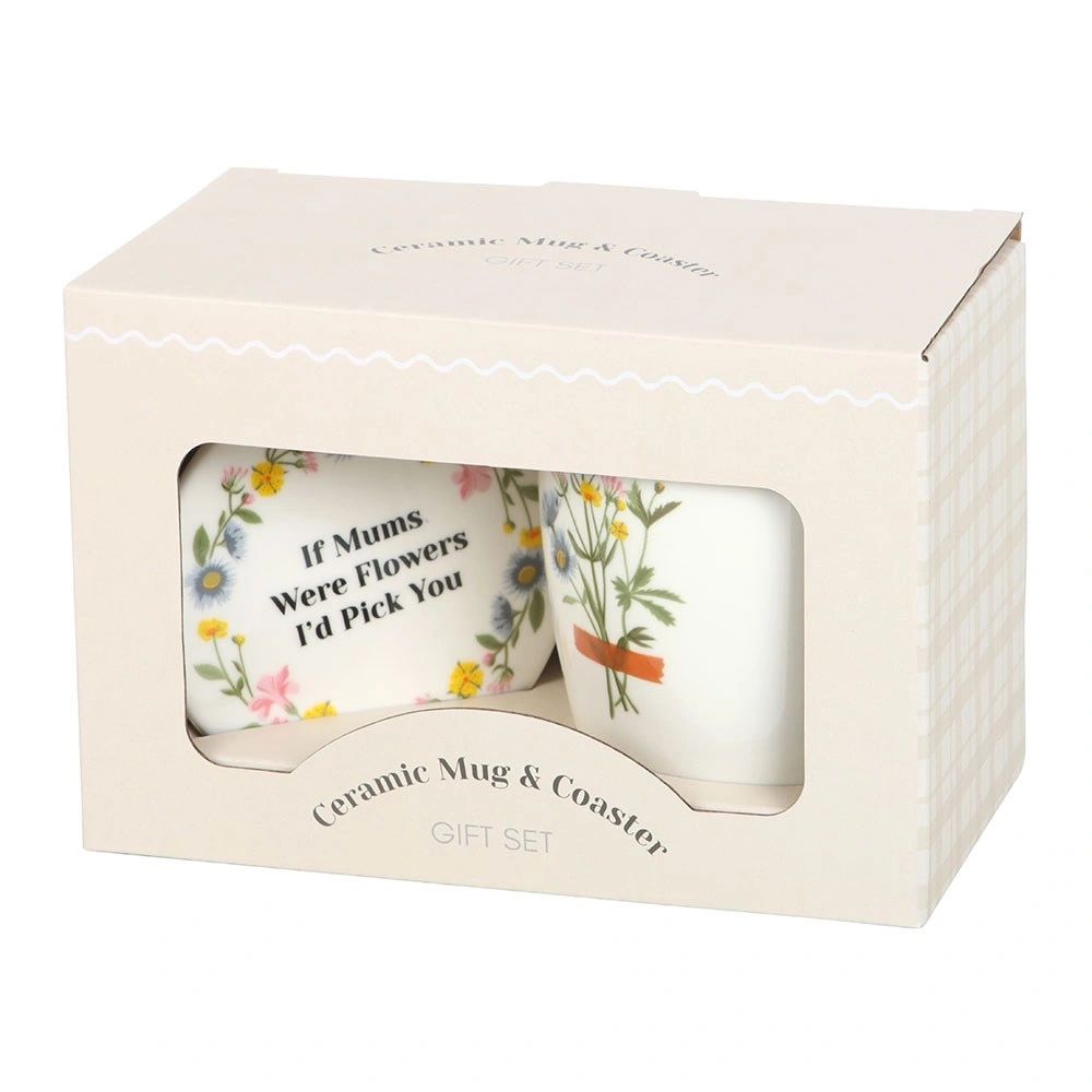 IF MUMS WERE FLOWERS FLORAL MUG & COASTER SET