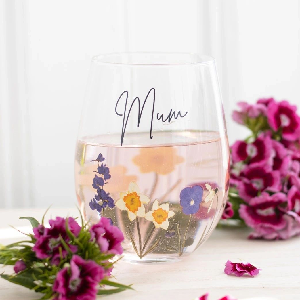 MUM WILDFLOWER STEMLESS WINE GLASS