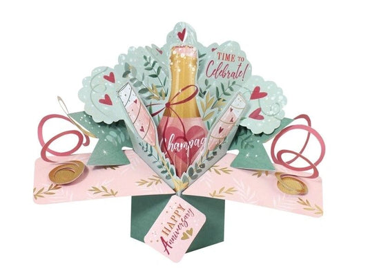 Anniversary, Champagne - Pop-Up Greeting Card Second Nature