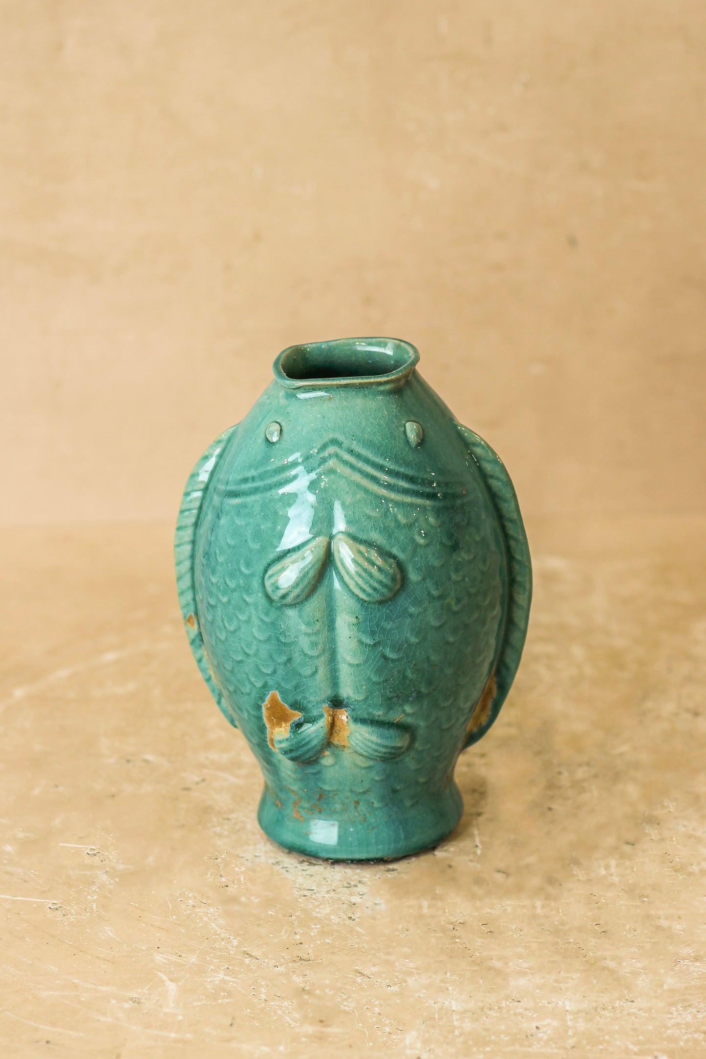 Vintage Turquoise Twin Fish Vase - No 1 by Botanical Boys