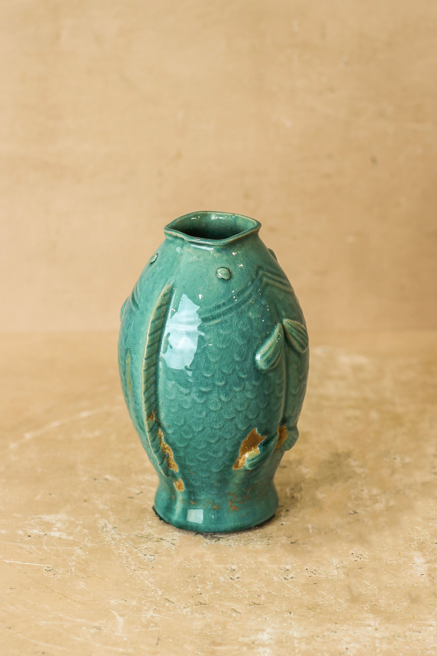 Vintage Turquoise Twin Fish Vase - No 1 by Botanical Boys