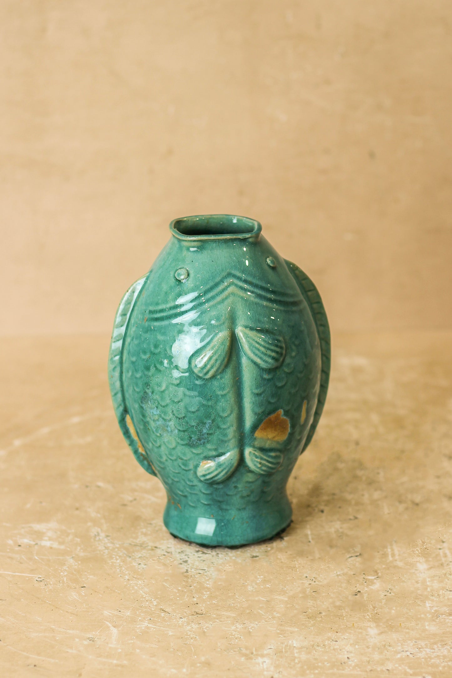 Vintage Turquoise Twin Fish Vase - No 1 by Botanical Boys