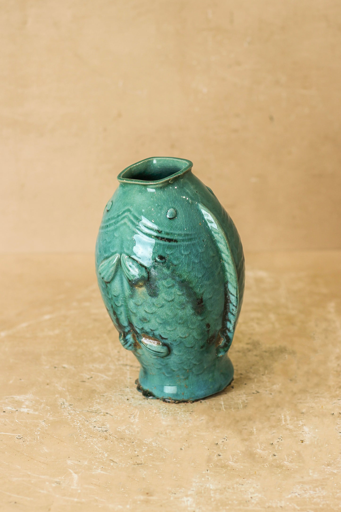 Vintage Turquoise Twin Fish Vase - No 3 by Botanical Boys