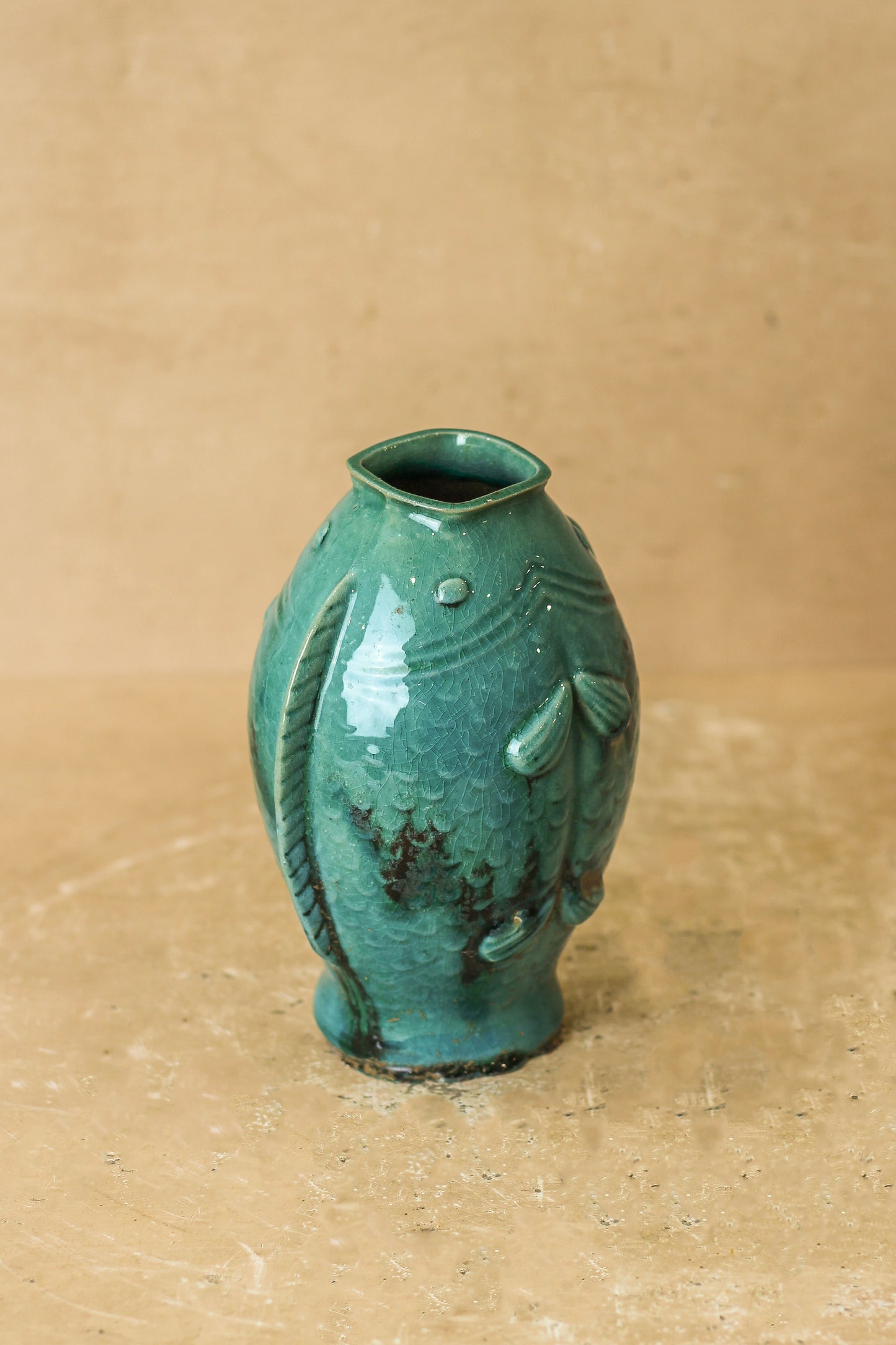 Vintage Turquoise Twin Fish Vase - No 3 by Botanical Boys