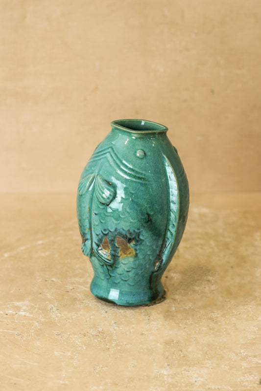 Vintage Turquoise Twin Fish Vase - No 3 by Botanical Boys