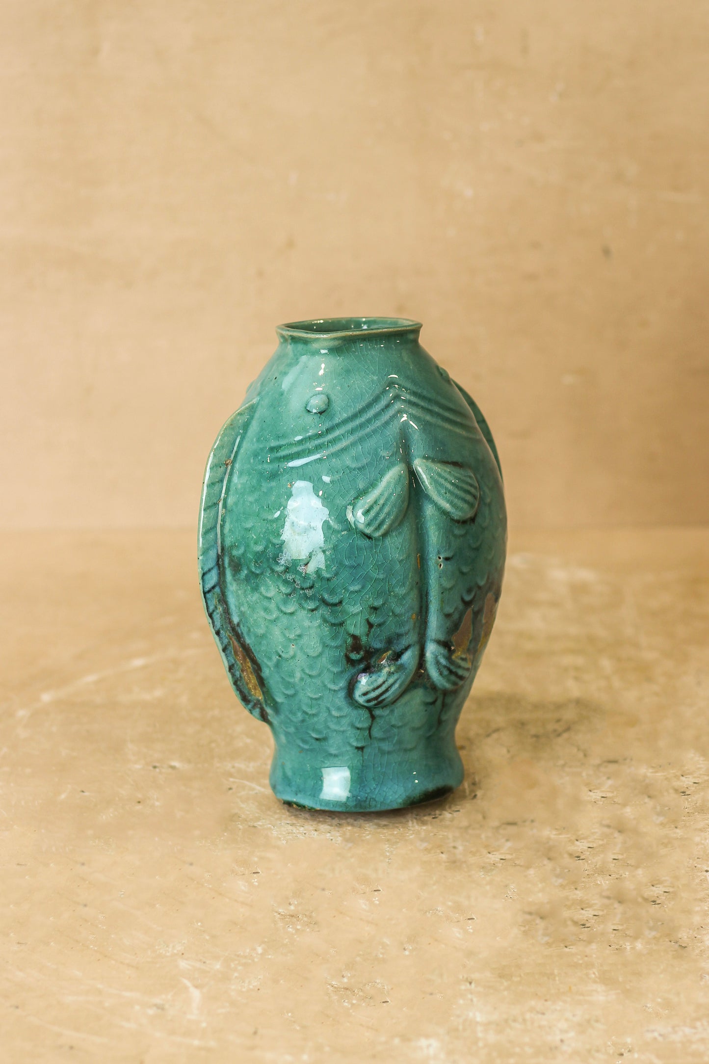Vintage Turquoise Twin Fish Vase - No 3 by Botanical Boys