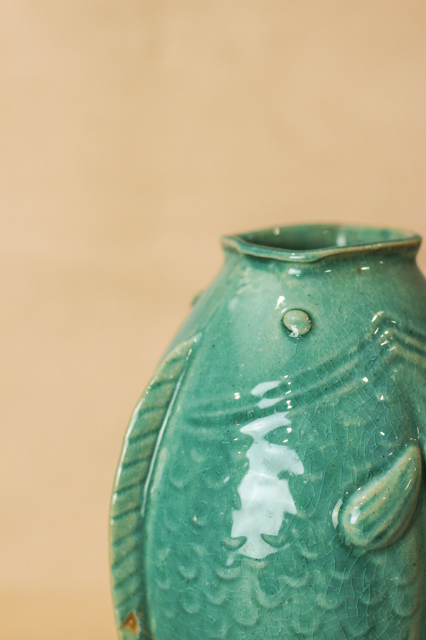 Vintage Turquoise Twin Fish Vase - No 1 by Botanical Boys