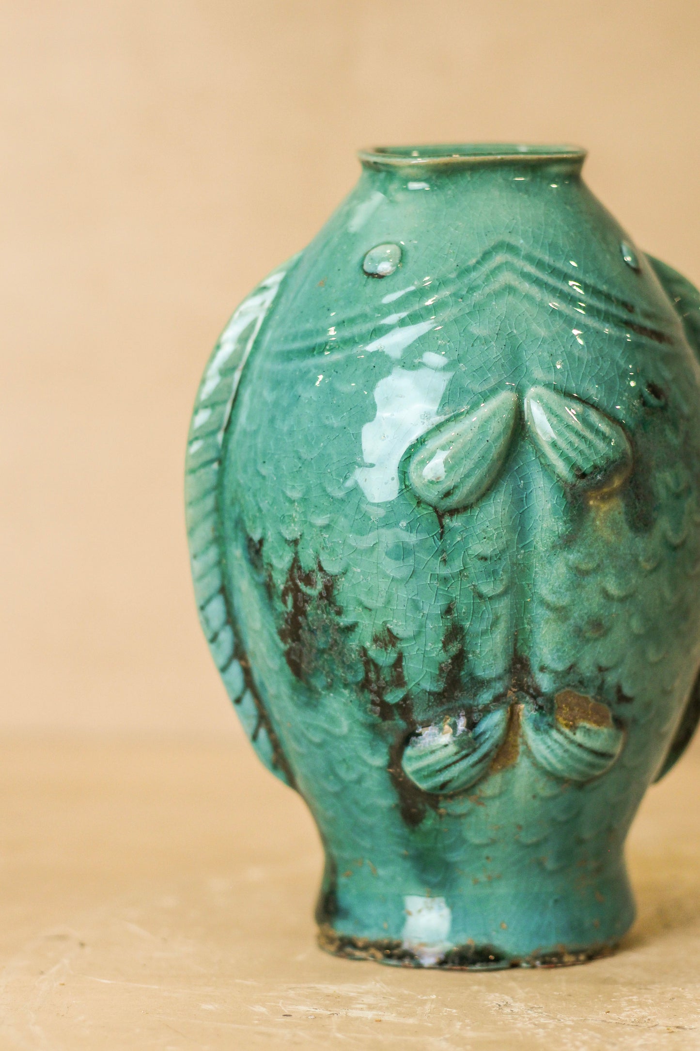 Vintage Turquoise Twin Fish Vase - No 3 by Botanical Boys