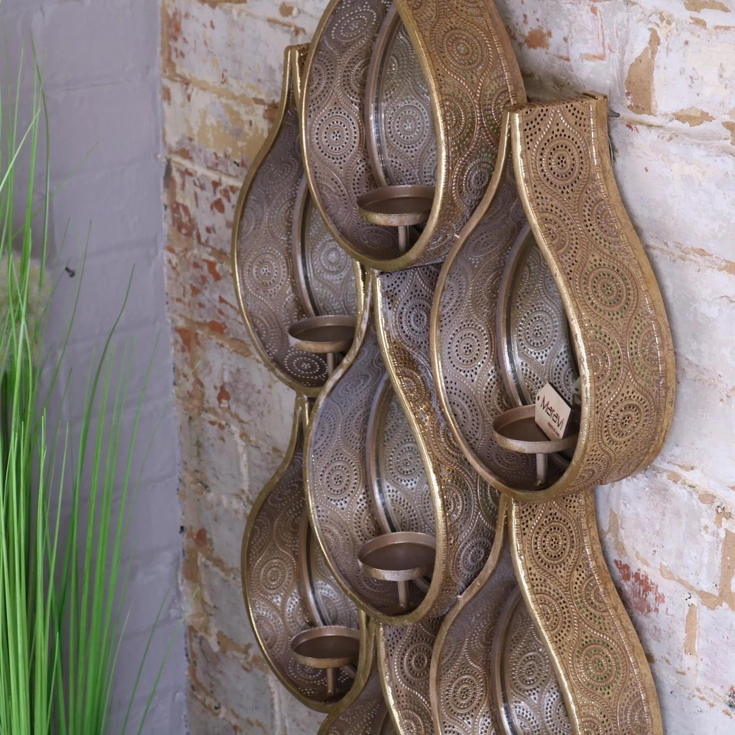 Belluri Raindrop Mirror with Candle Holders by Maravi