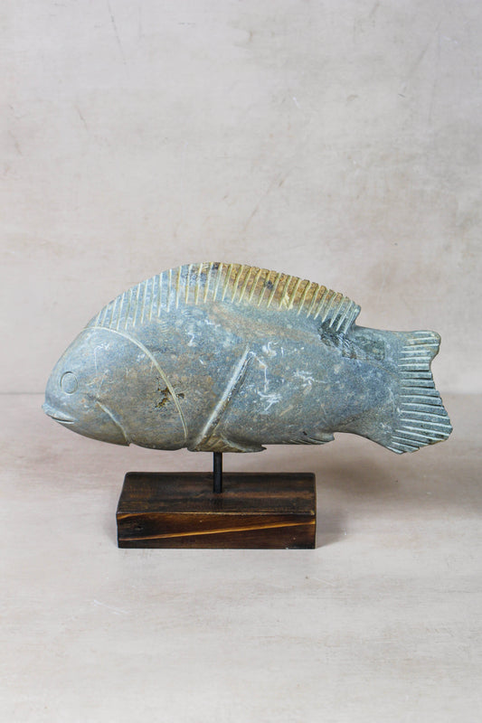 Stone Fish Sculpture - Zimbabwe - 159.7 by Botanical Boys