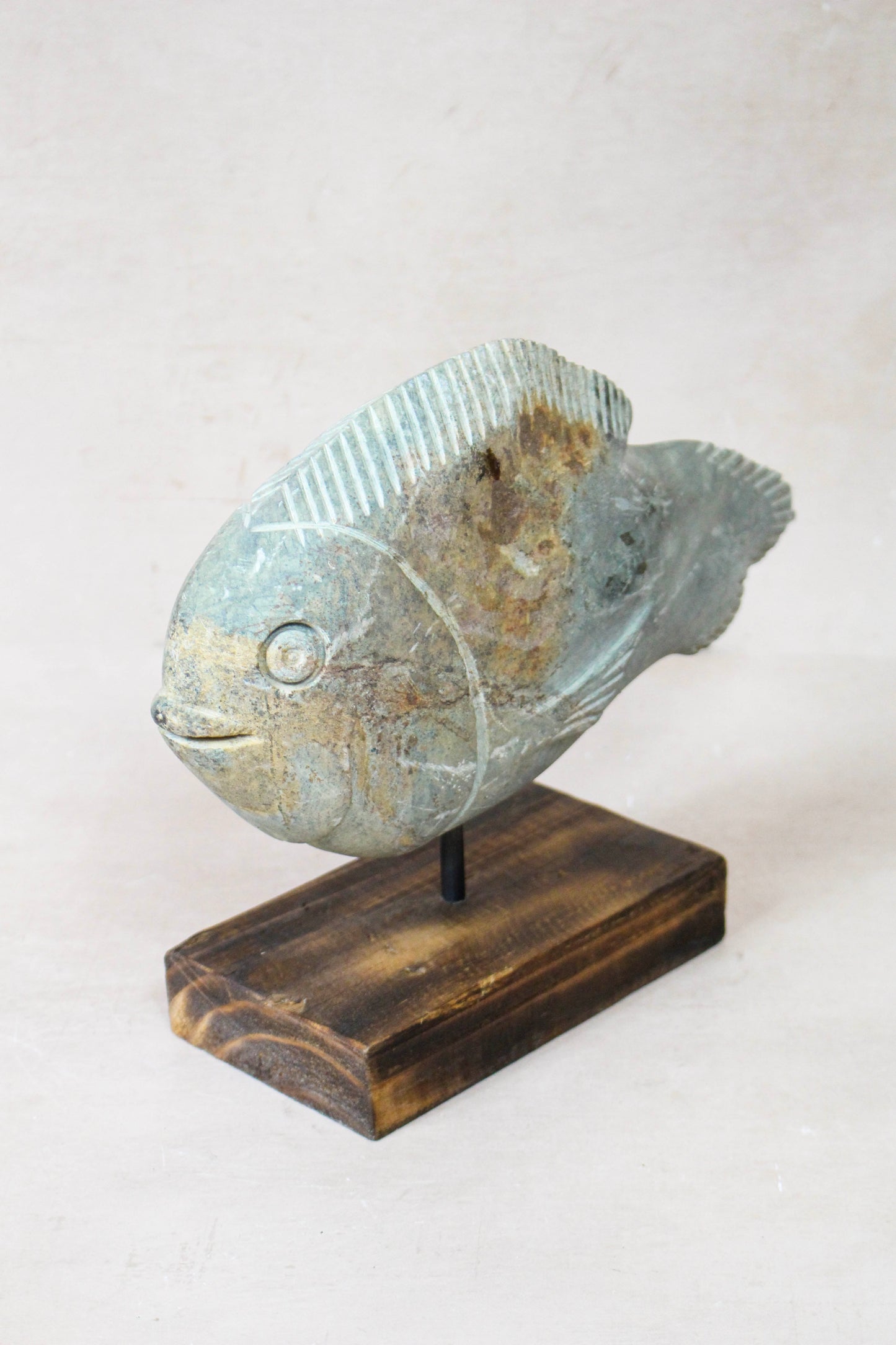 Stone Fish Sculpture - Zimbabwe - 159.12 by Botanical Boys