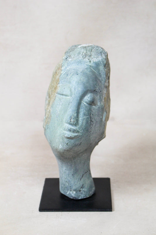 Stone head sculpture by Rizimu Chiwawa Zimbabwe 30.7 by Botanical Boys