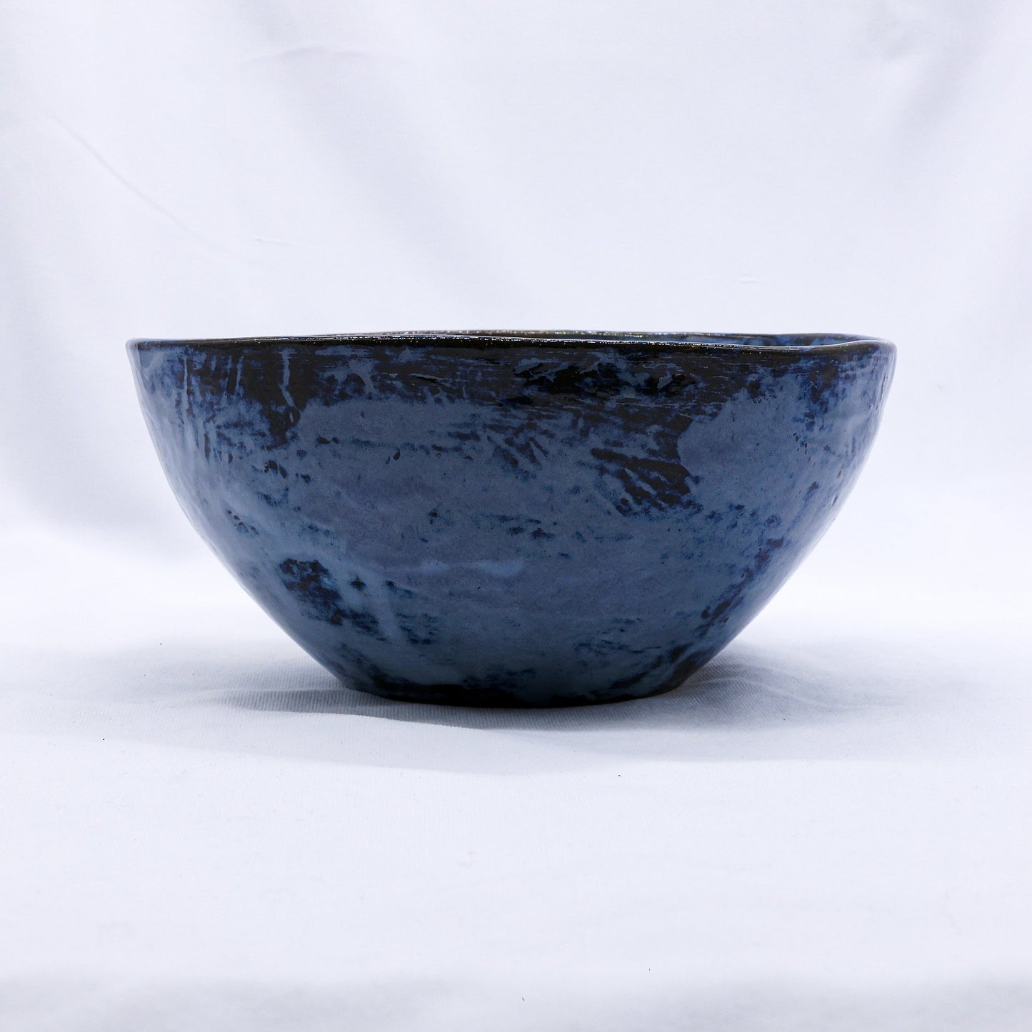 Small Smoked Grey Tidal Blue Wash Handmade Ceramic Stoneware Dinner Bowl by Ribera Handmade Ceramics