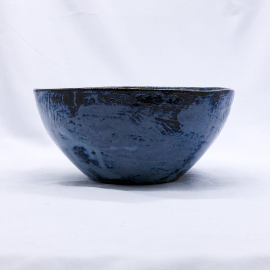 Small Smoked Grey Tidal Blue Wash Handmade Ceramic Stoneware Dinner Bowl by Ribera Handmade Ceramics